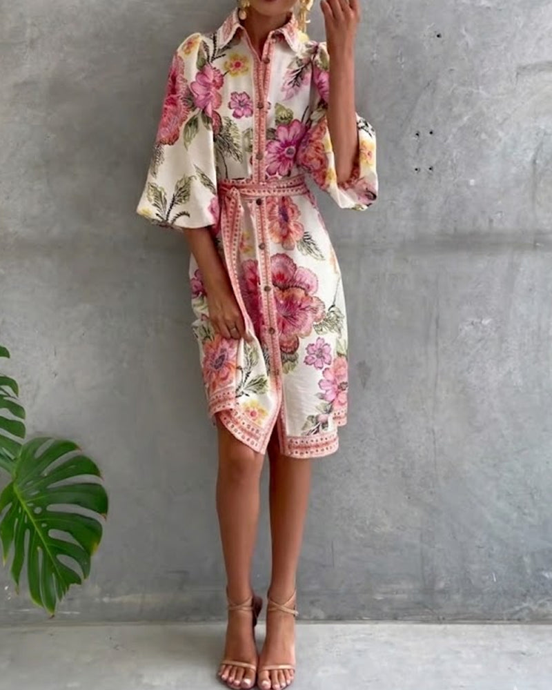 Rosalie | Floral Button Midi Dress