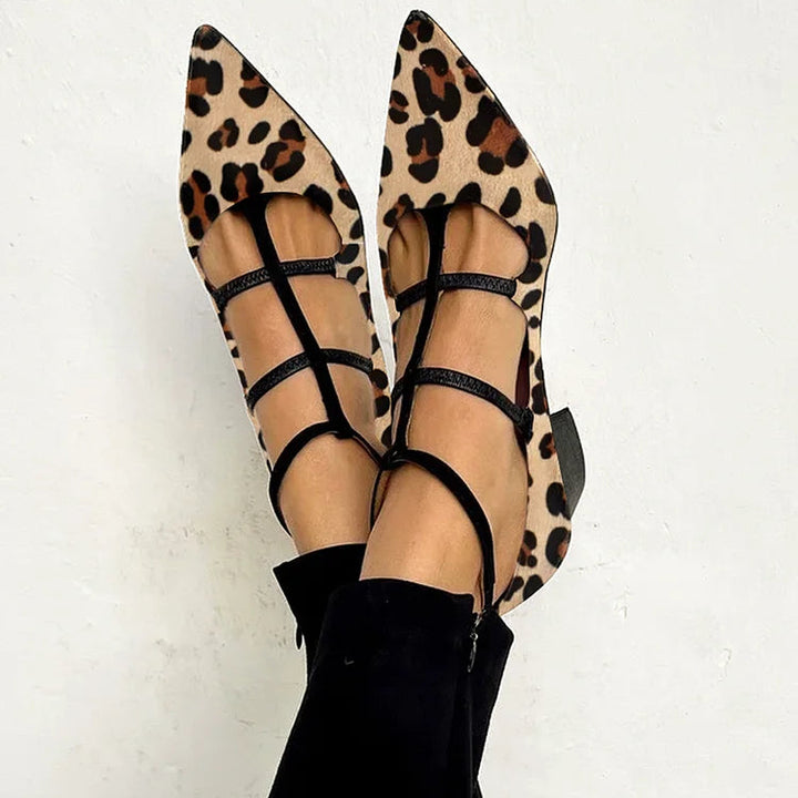 Bridget | Leopard Strap Ballet Heels