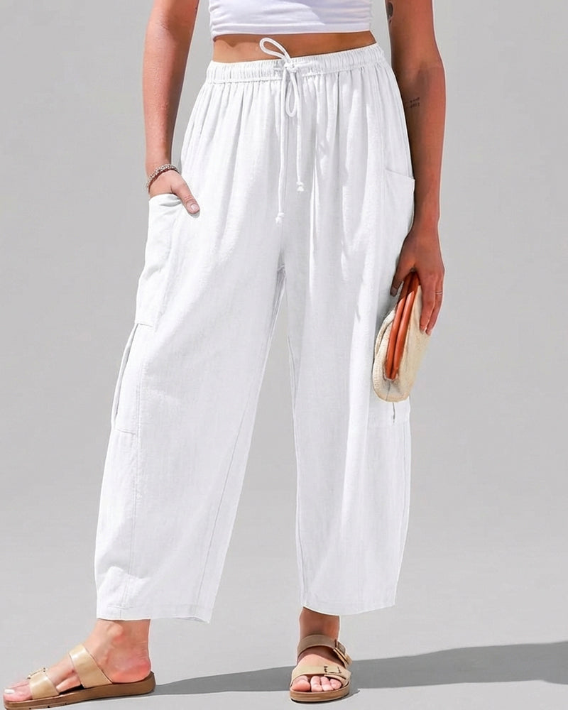 Women’s Wide Leg Harem Pants Casual Loose Drawstring Summer with Pockets