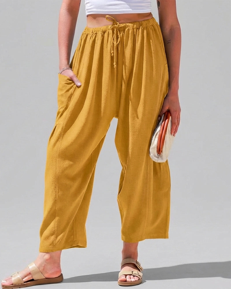 Women’s Wide Leg Harem Pants Casual Loose Drawstring Summer with Pockets