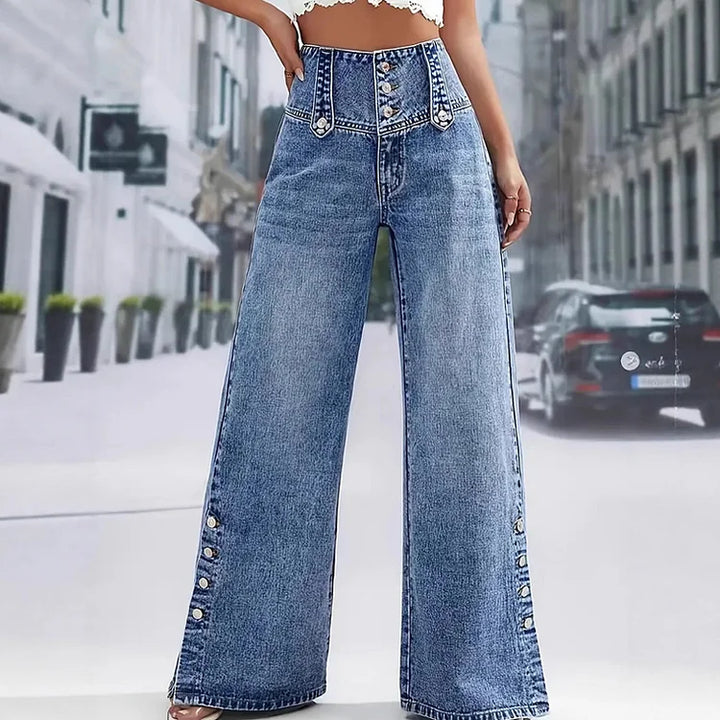 Mia™ | High Waist Slit Jeans