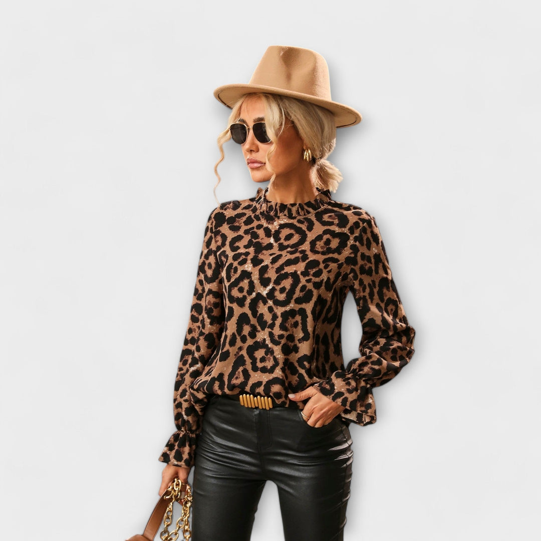 Kayla - Leoblouse with Pleated Collar