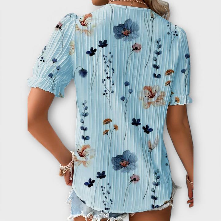 Emily - Fashionable Blouse with Pointed Neckline