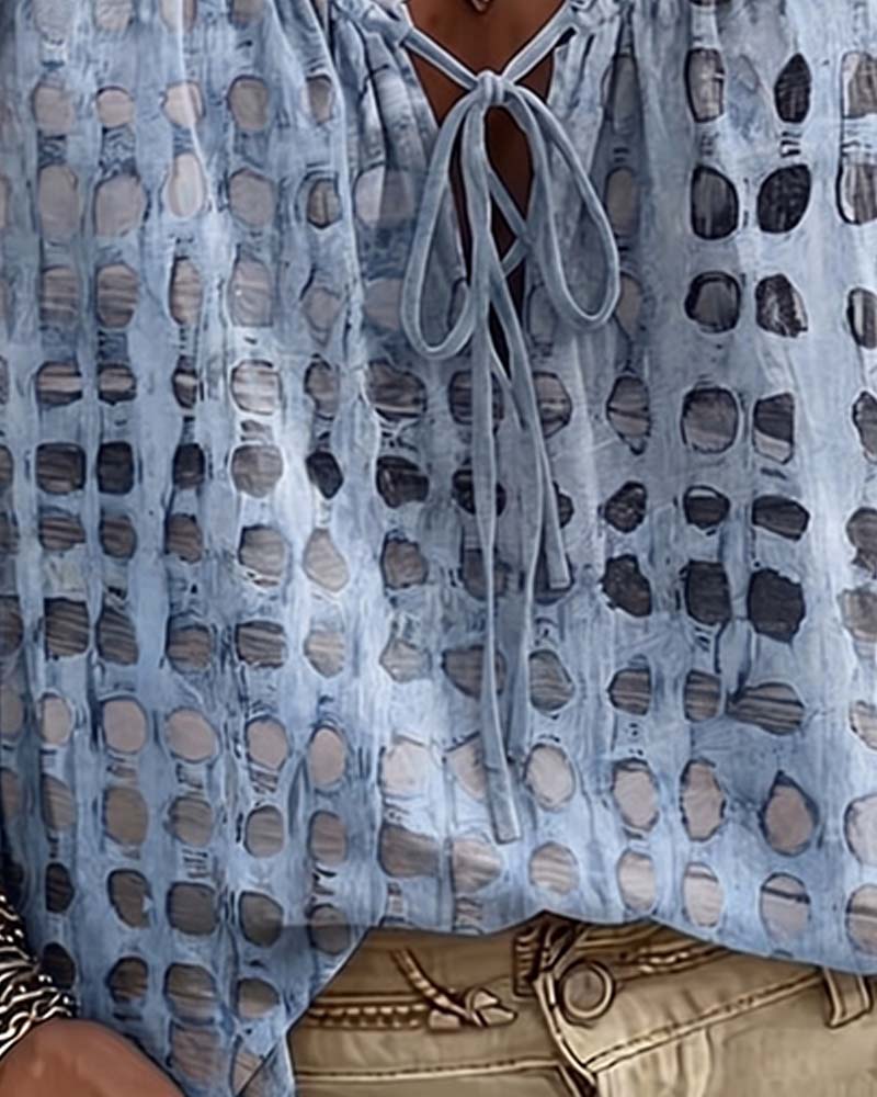 Deborah | Lace-Up Polka Dot Blouse