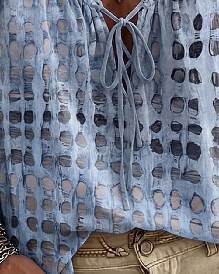 Deborah | Lace-Up Polka Dot Blouse