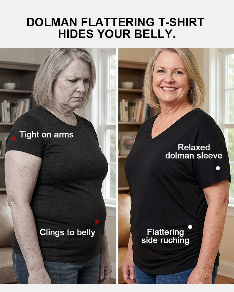 Lydia | V-Neck Side Shirring T-Shirt