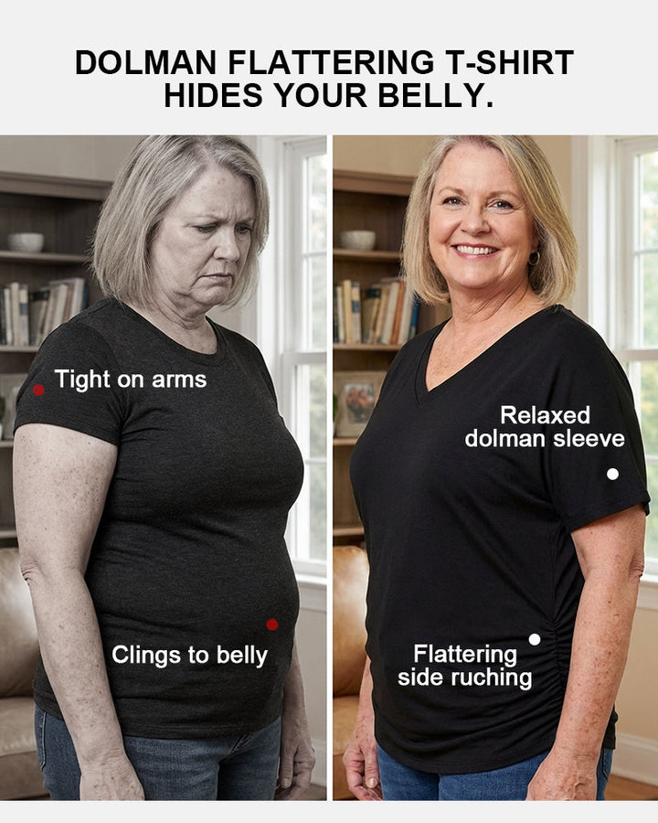 Lydia | V-Neck Side Shirring T-Shirt