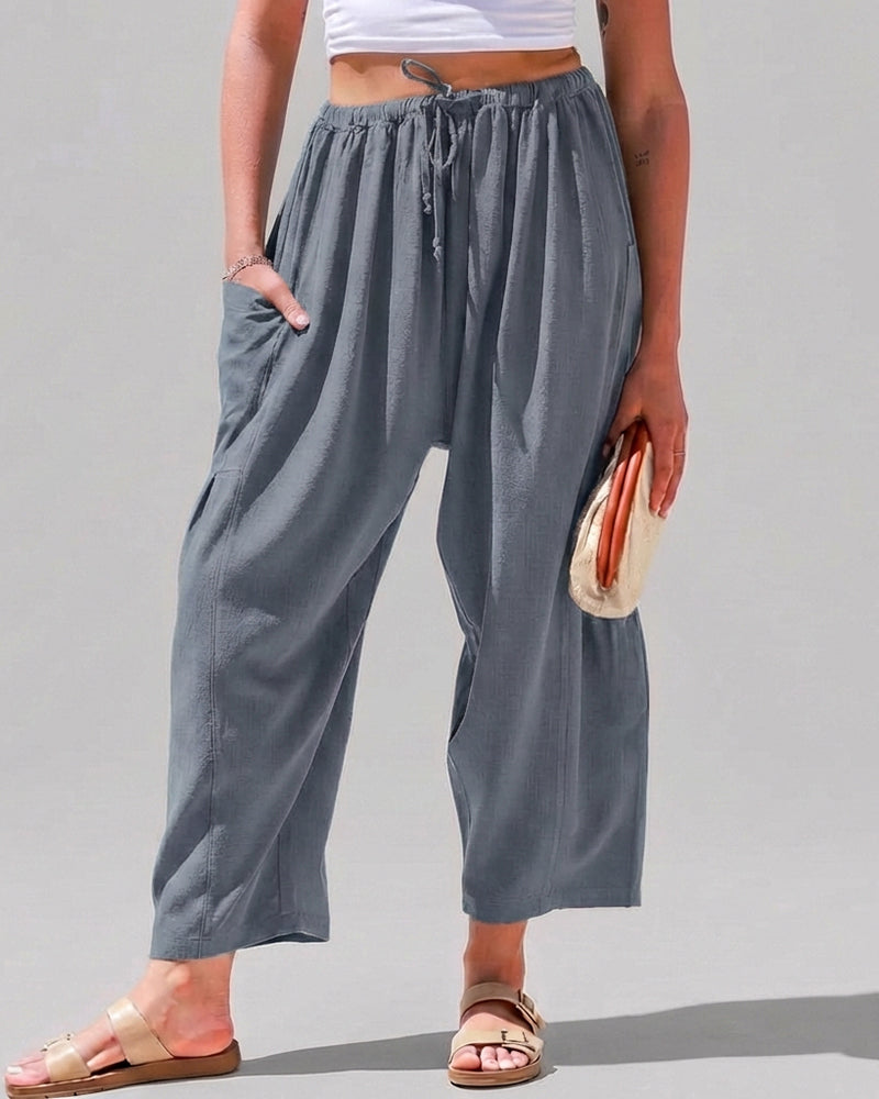 Women’s Wide Leg Harem Pants Casual Loose Drawstring Summer with Pockets
