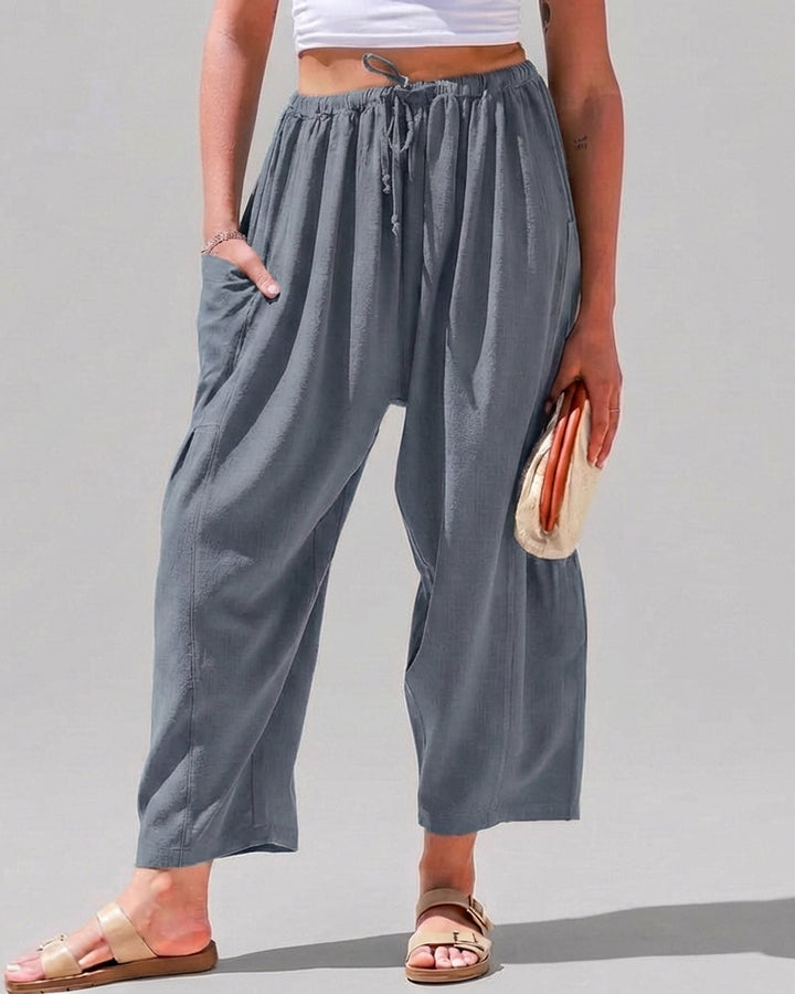 Women’s Wide Leg Harem Pants Casual Loose Drawstring Summer with Pockets