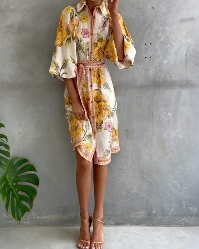 Rosalie | Floral Button Midi Dress