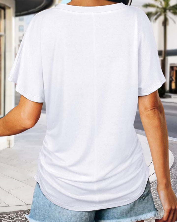 Lydia | V-Neck Side Shirring T-Shirt