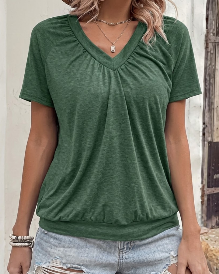 Tahlia | Casual Pleated V-Neck Top