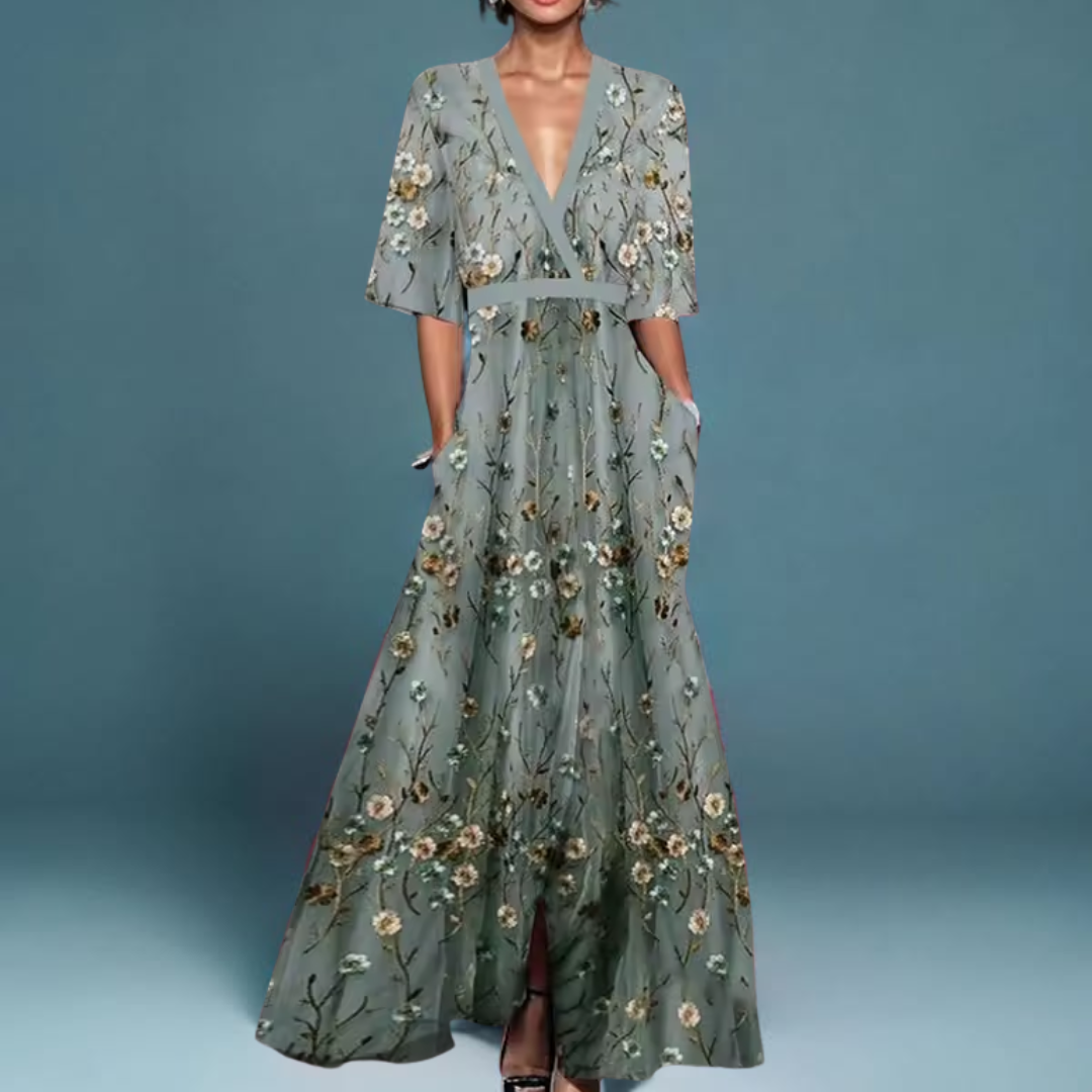 Elara™ - Elegant Floral Wrap Dress
