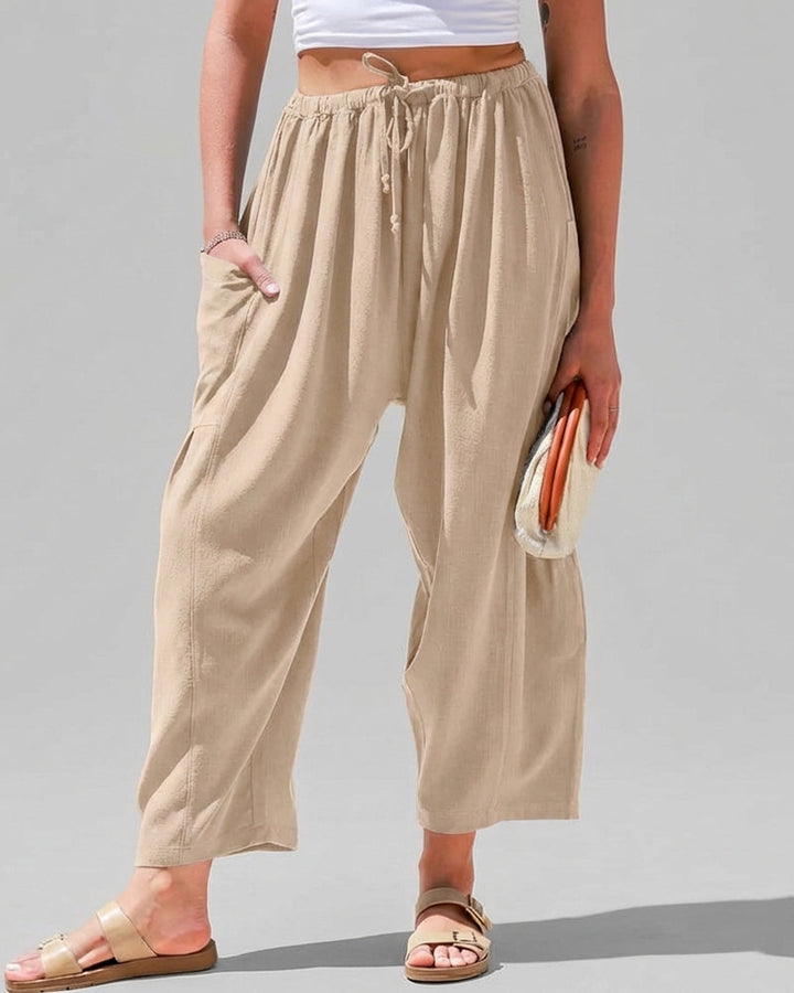 Women’s Wide Leg Harem Pants Casual Loose Drawstring Summer with Pockets