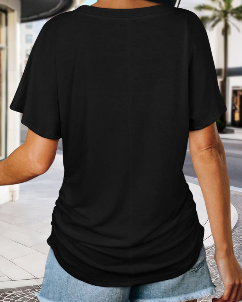 Lydia | V-Neck Side Shirring T-Shirt