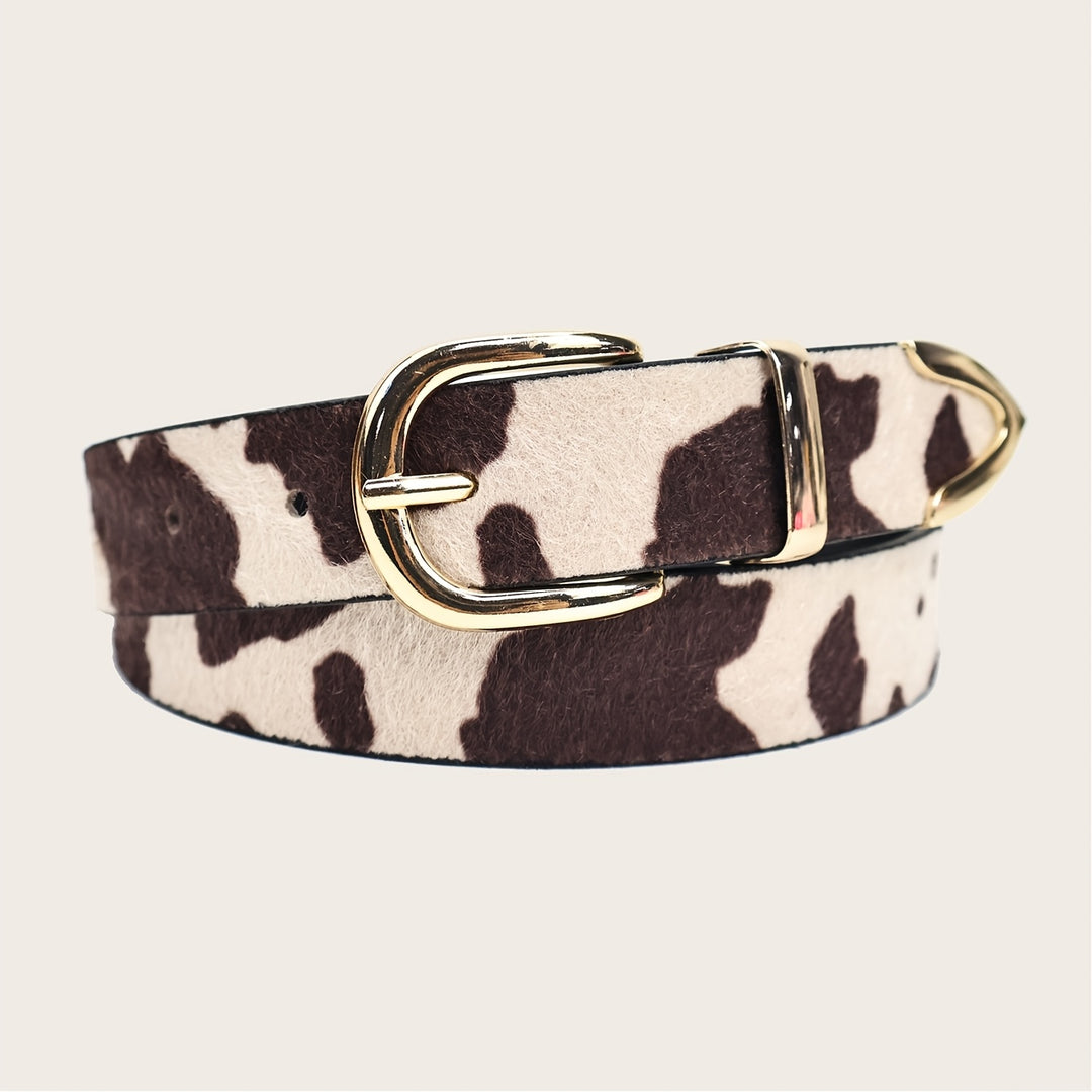 Romilly | Cow Print Gold Buckle Belt