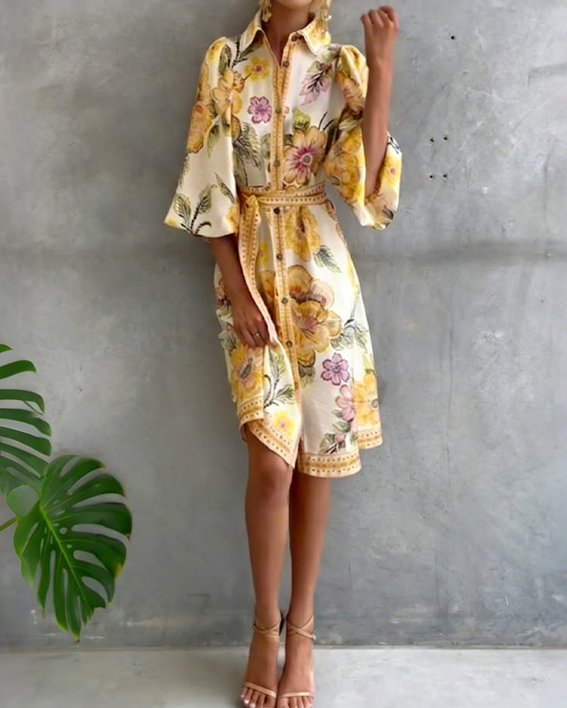 Rosalie | Floral Button Midi Dress