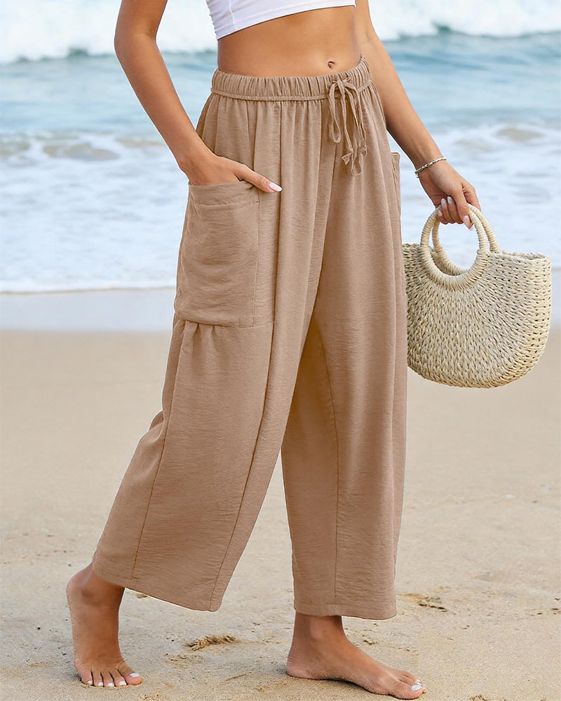 Women’s Wide Leg Harem Pants Casual Loose Drawstring Summer with Pockets