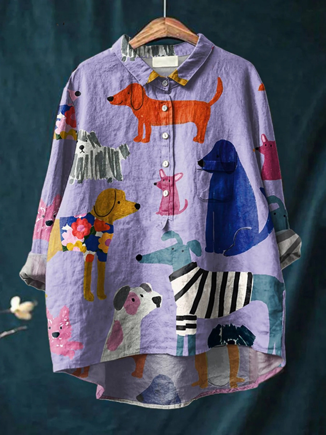 Hollie™ | Dog Art Print Casual Shirt