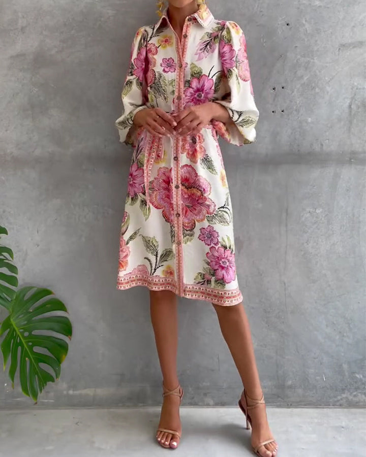 Rosalie | Floral Button Midi Dress
