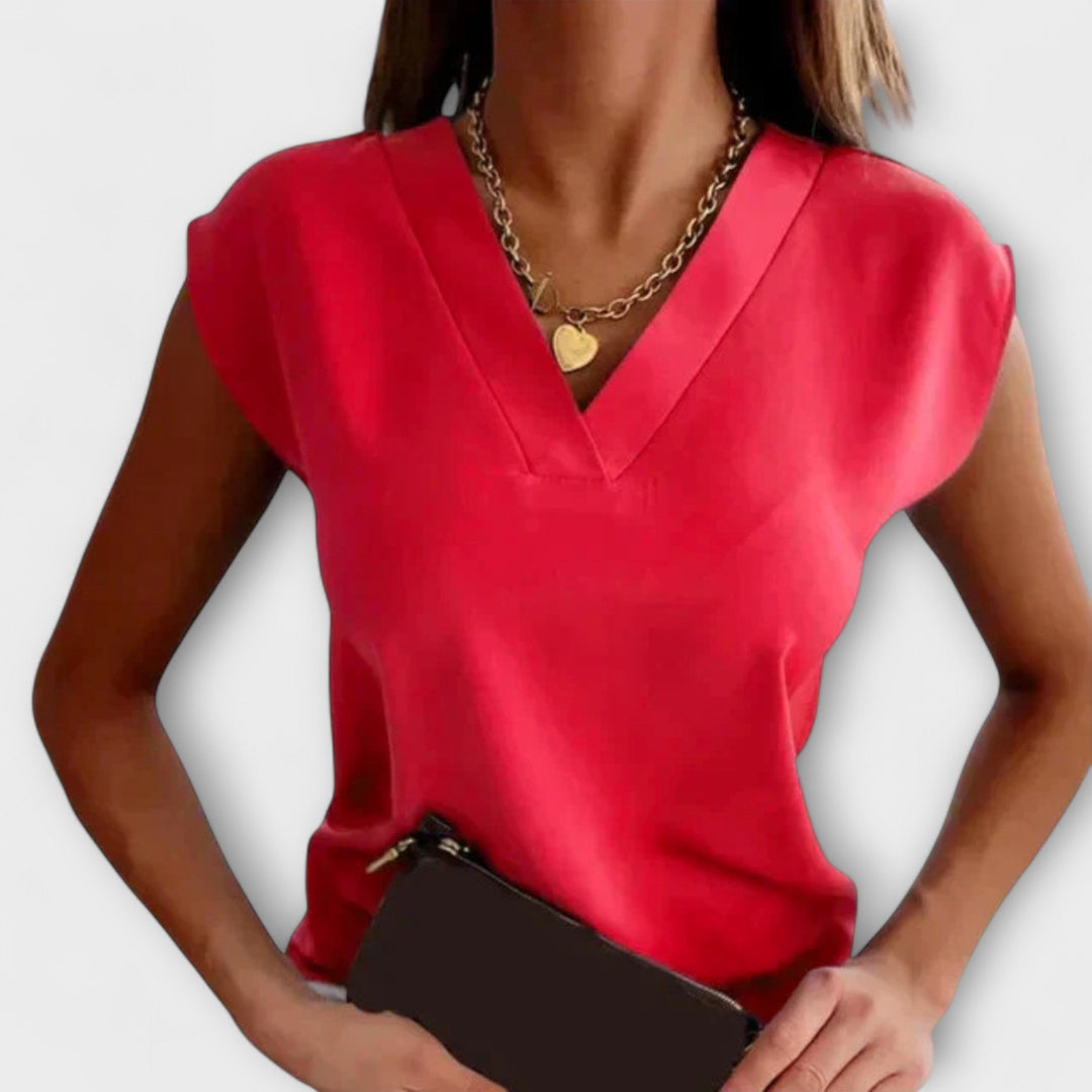 Seravine – Women’s V-Neck Summer Top with Loose Sleeves