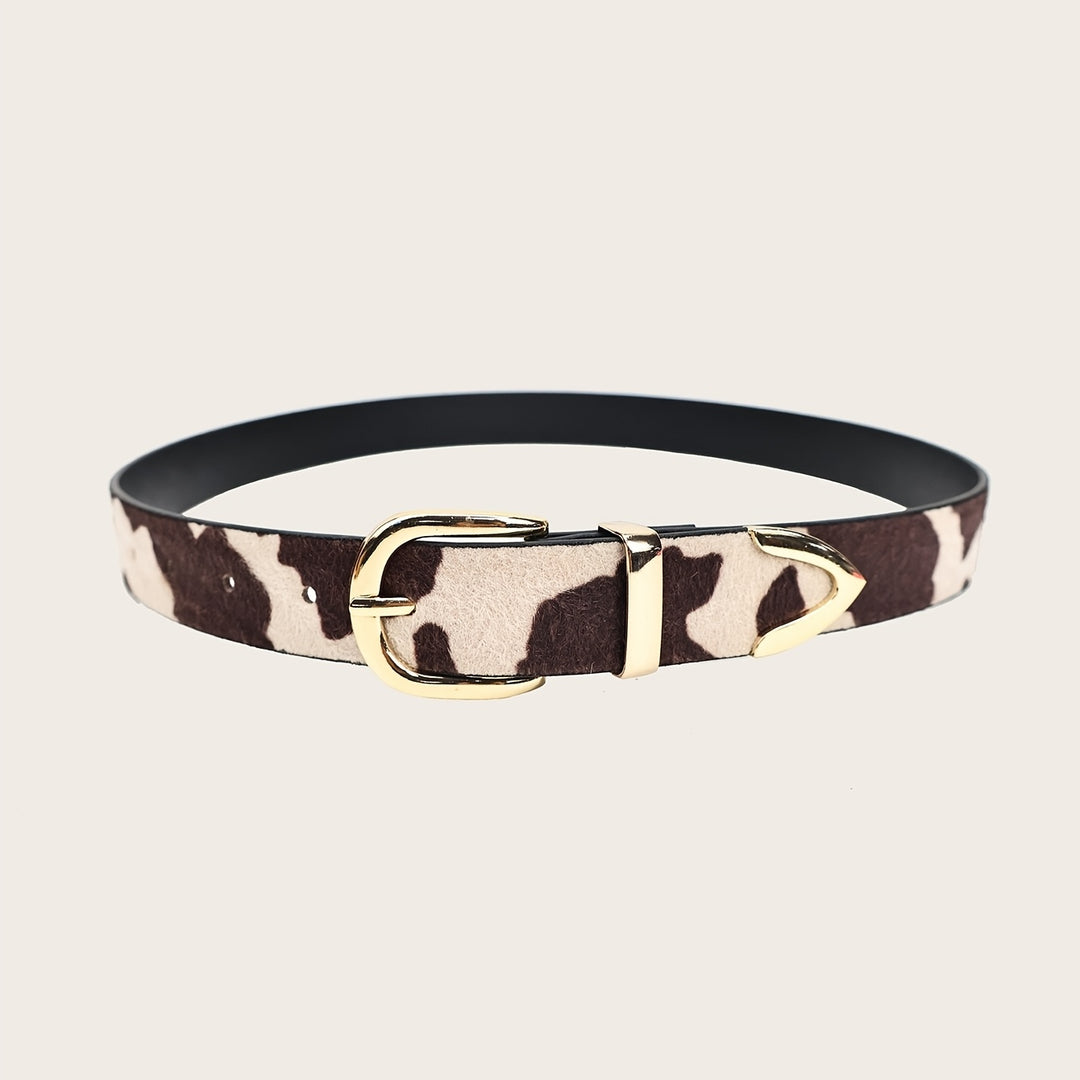 Romilly | Cow Print Gold Buckle Belt