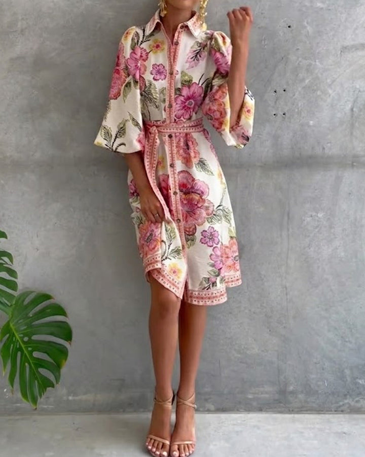 Rosalie | Floral Button Midi Dress