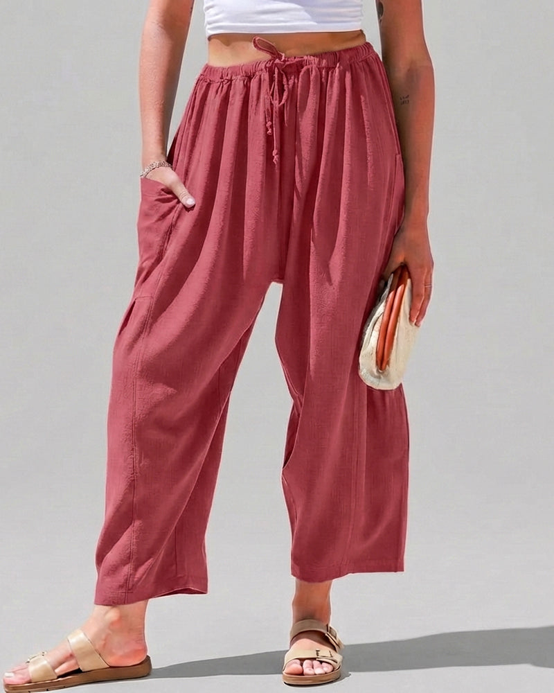 Women’s Wide Leg Harem Pants Casual Loose Drawstring Summer with Pockets