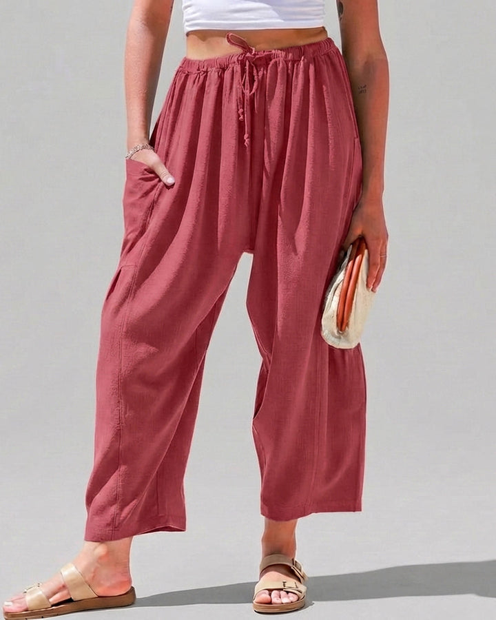 Women’s Wide Leg Harem Pants Casual Loose Drawstring Summer with Pockets
