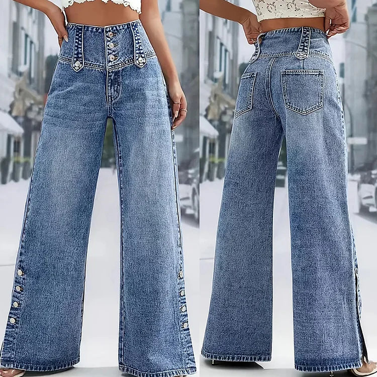 Mia™ | High Waist Slit Jeans