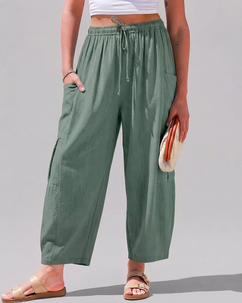 Women’s Wide Leg Harem Pants Casual Loose Drawstring Summer with Pockets