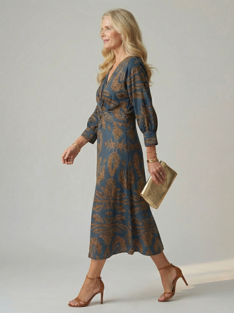 Falune | Elegant Printed Midi Dress