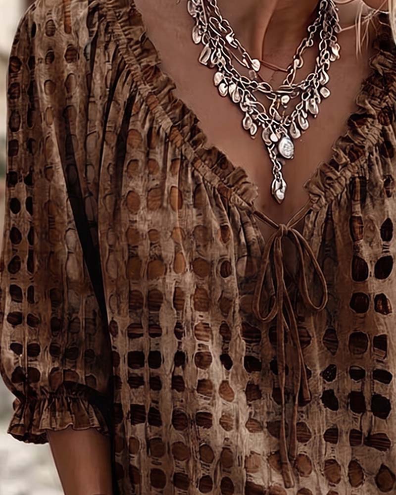 Deborah | Lace-Up Polka Dot Blouse