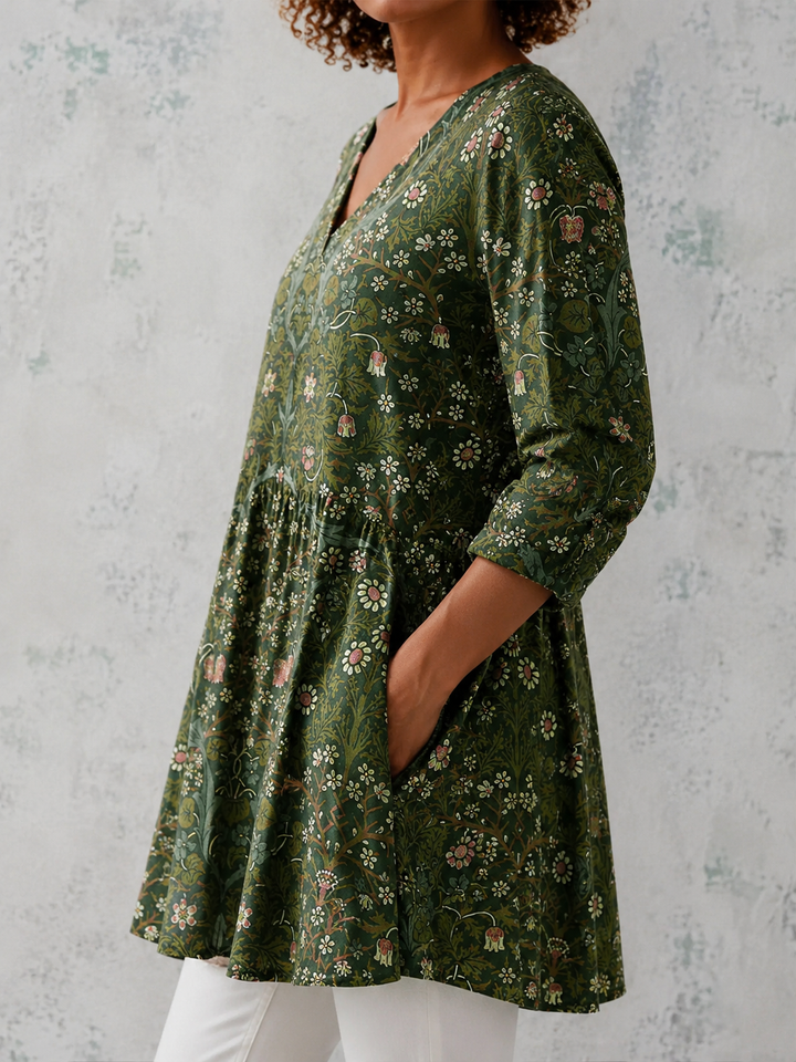 Sophia | Vintage Floral V-Neck Shirt