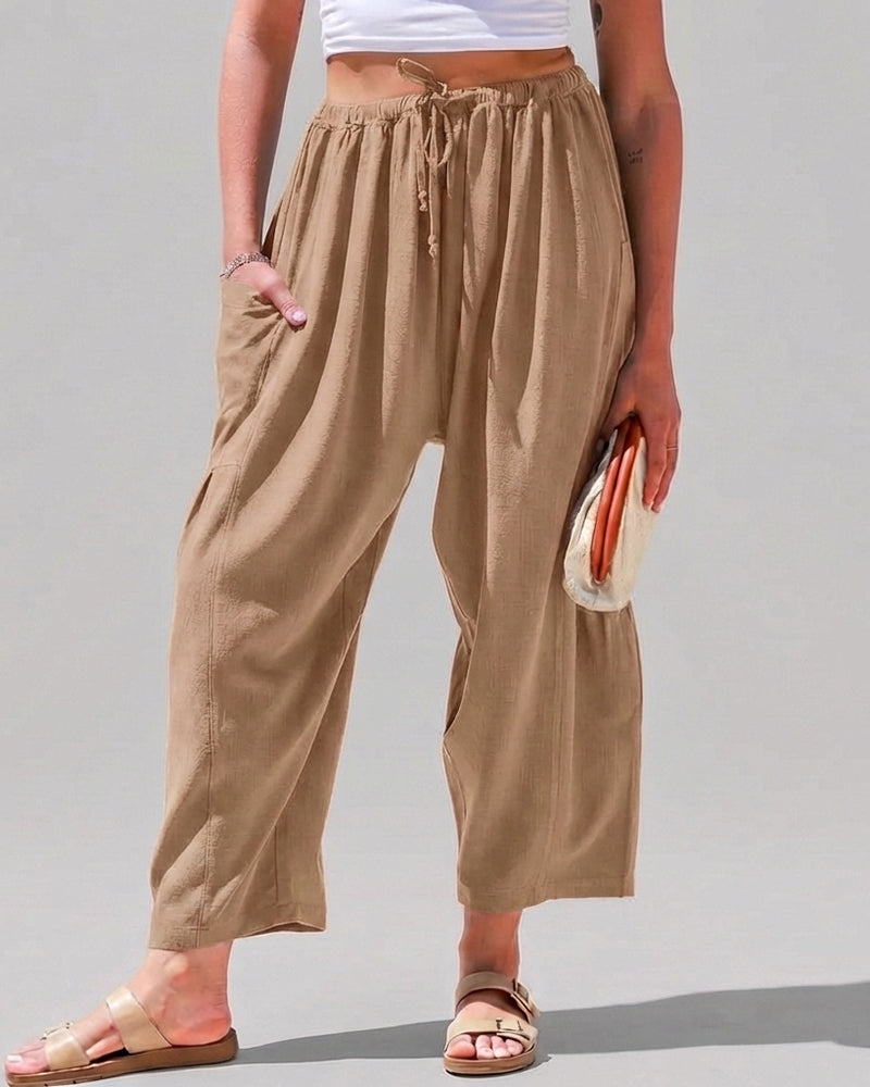 Women’s Wide Leg Harem Pants Casual Loose Drawstring Summer with Pockets