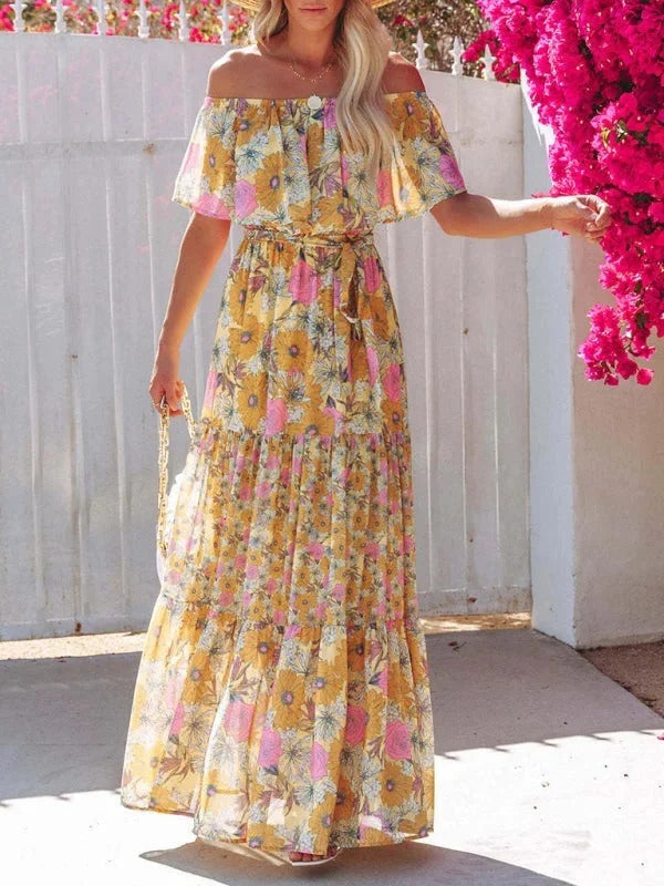 MEXI | Women's Off Shoulder Mexican Style Summer Dress | Maxi