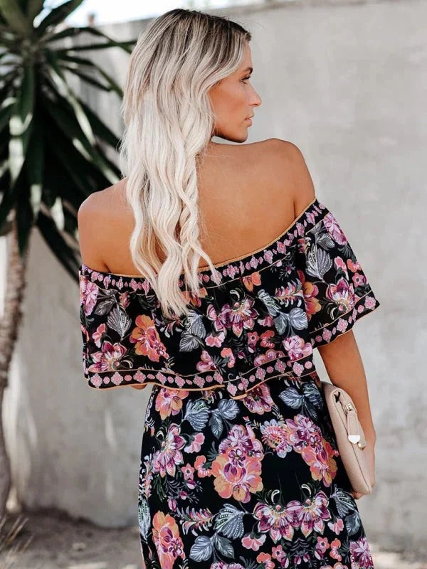 MEXI | Women's Off Shoulder Mexican Style Summer Dress | Maxi