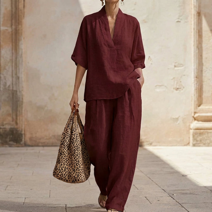 Dolores | Henley Top & Wide-Leg Set