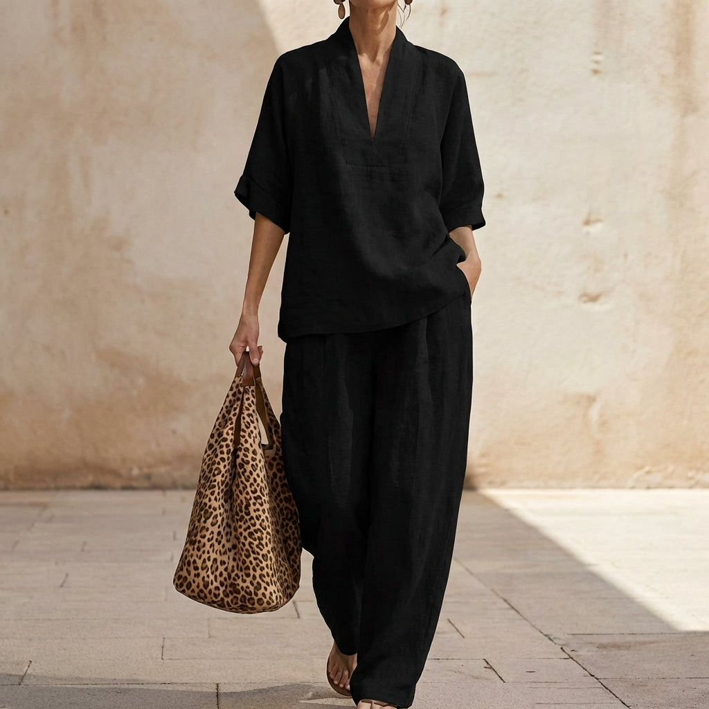 Dolores | Henley Top & Wide-Leg Set