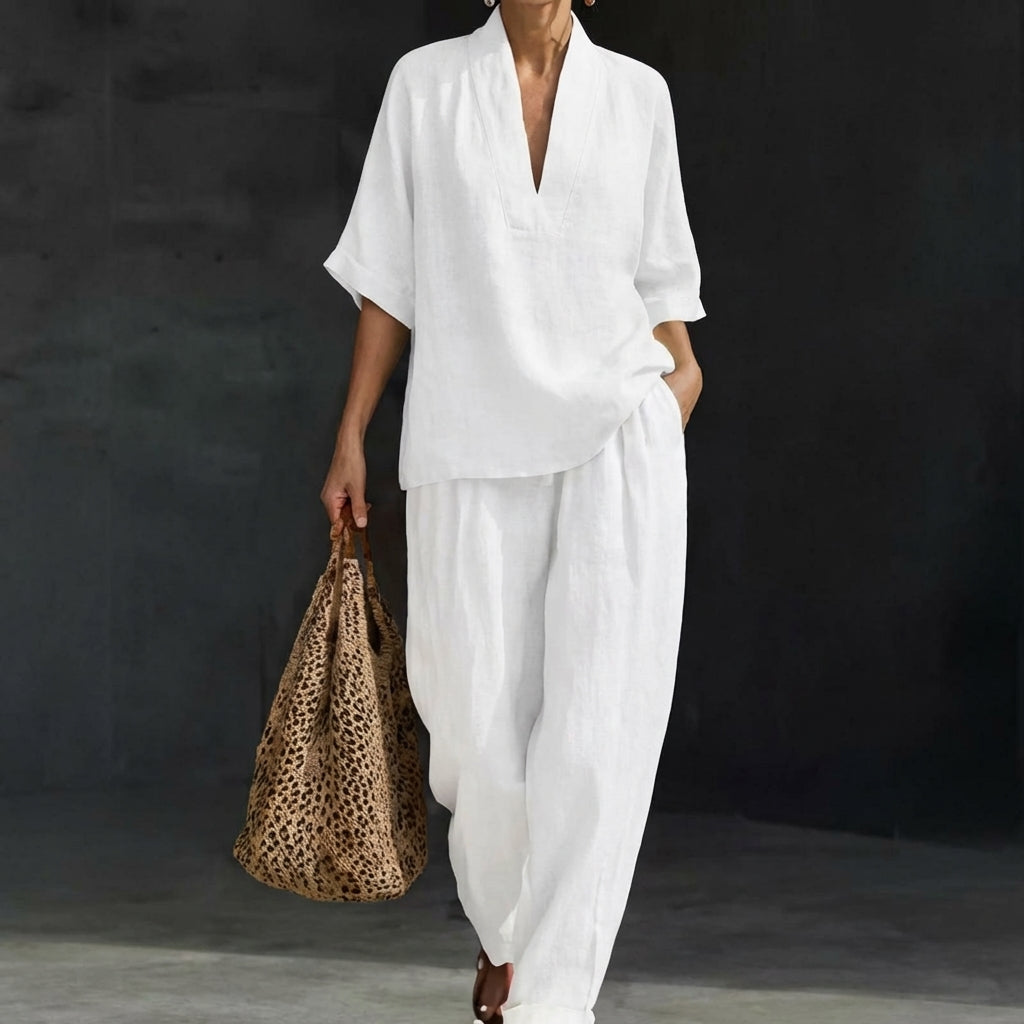 Dolores | Henley Top & Wide-Leg Set
