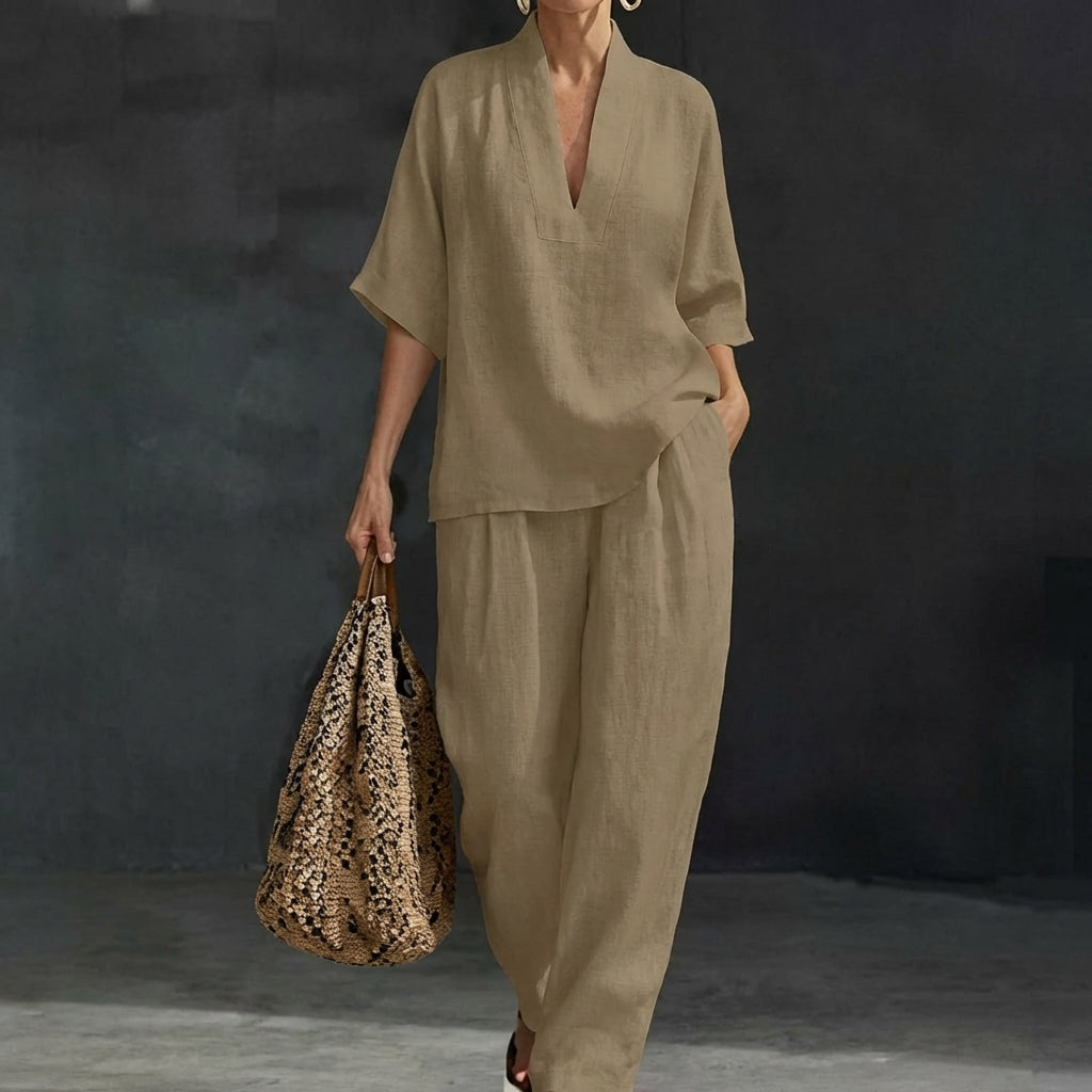 Dolores | Henley Top & Wide-Leg Set
