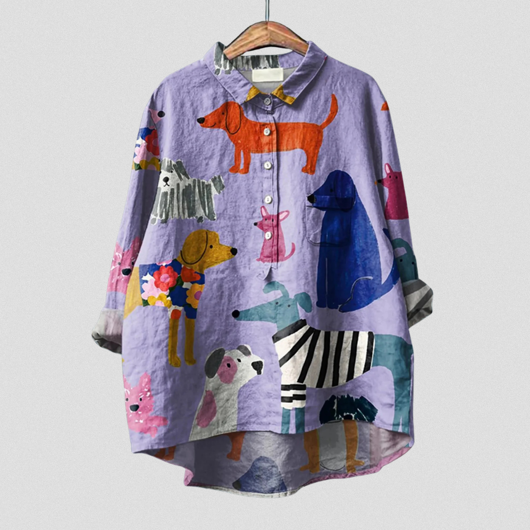 Hollie™ | Dog Art Print Casual Shirt