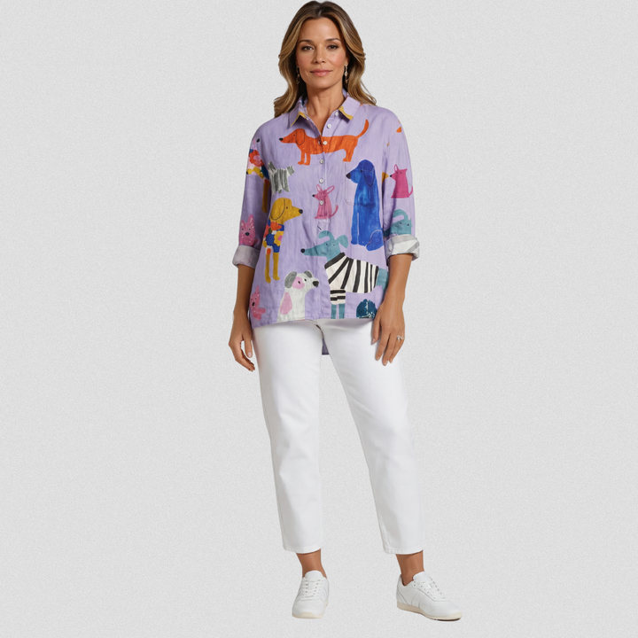 Hollie™ | Dog Art Print Casual Shirt