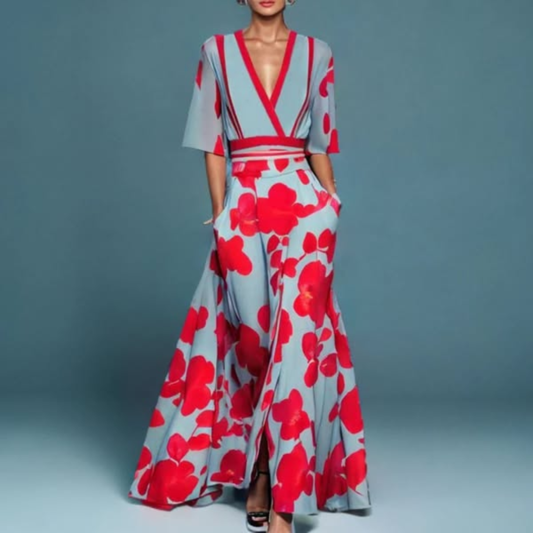 Elara™ - Elegant Floral Wrap Dress
