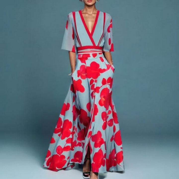 Elara™ - Elegant Floral Wrap Dress