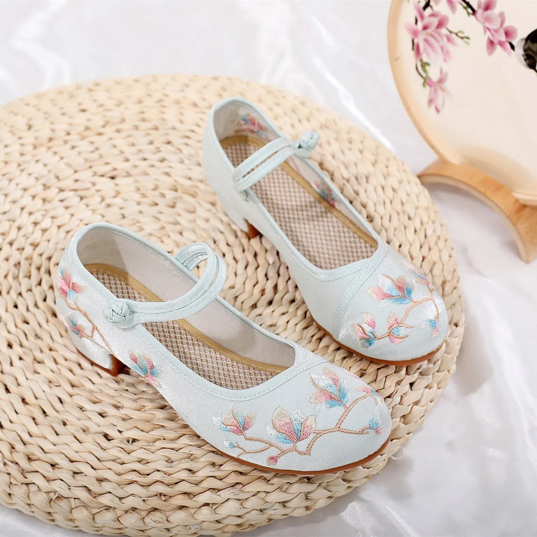 Vera | Embroidered Magnolia Mary Jane Heels