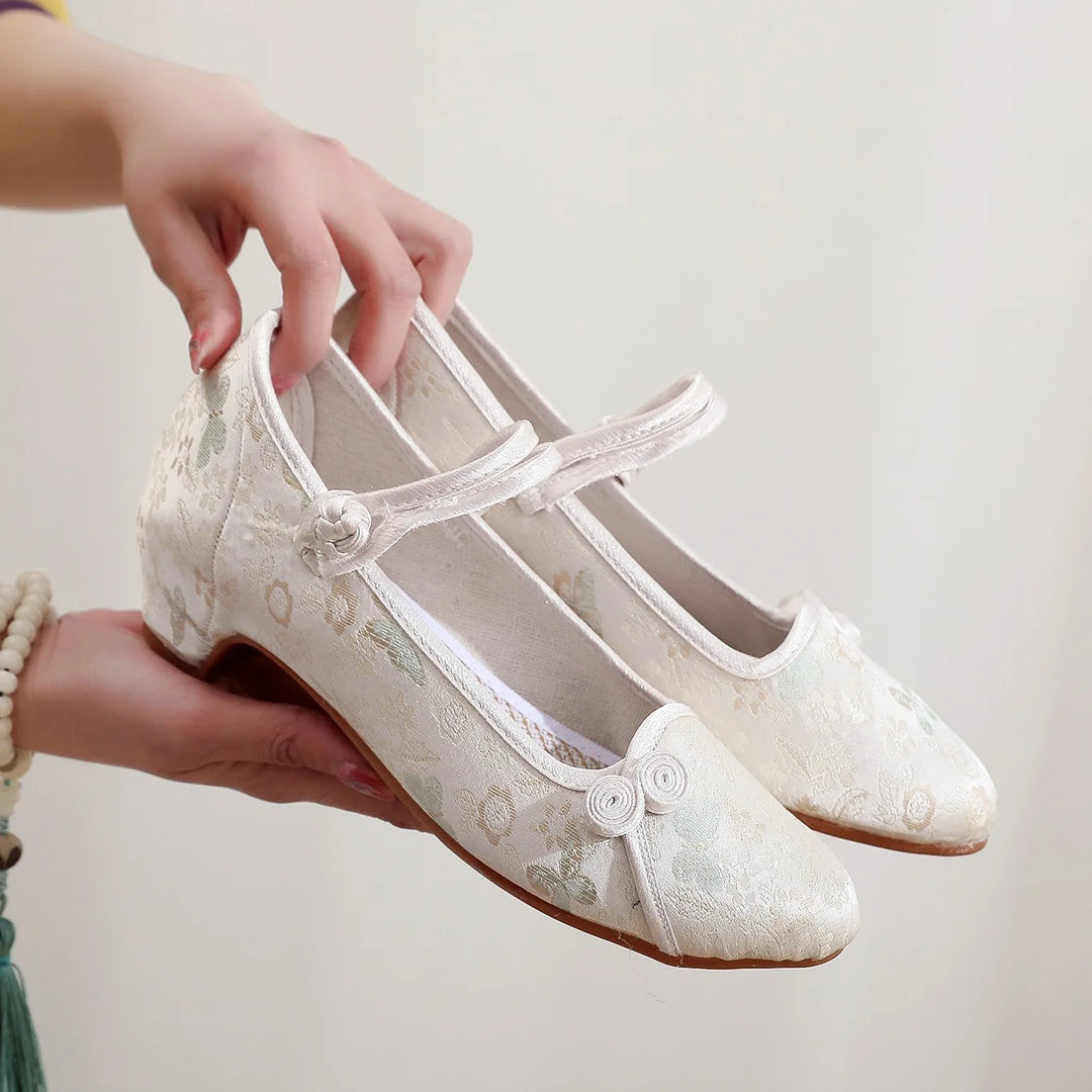 Doris | Jacquard Floral Mary Jane Heels