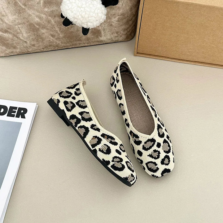 Nola | Knit Square Toe Ballet Flats