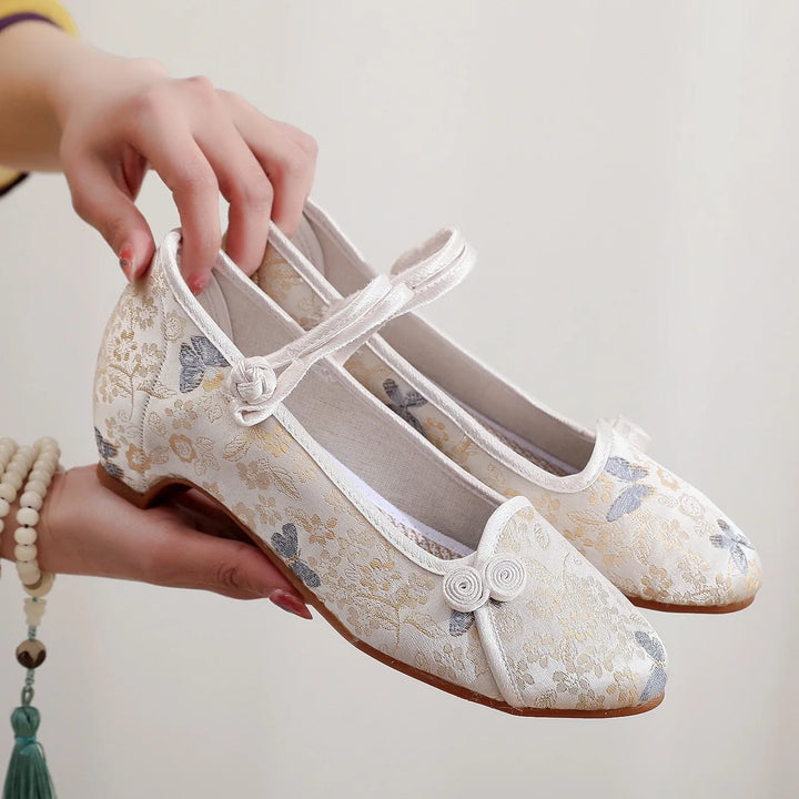 Doris | Jacquard Floral Mary Jane Heels