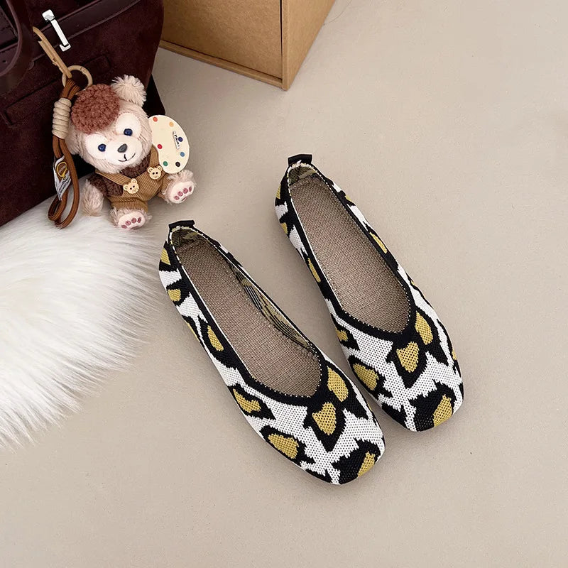 Nola | Knit Square Toe Ballet Flats